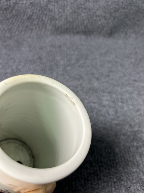 古玩陶瓷淺降彩高士童子紋筆筒真品鑒賞圖