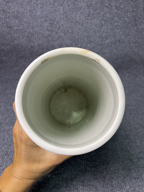 古玩陶瓷淺降彩山水人物故事紋帽筒真品鑒賞圖