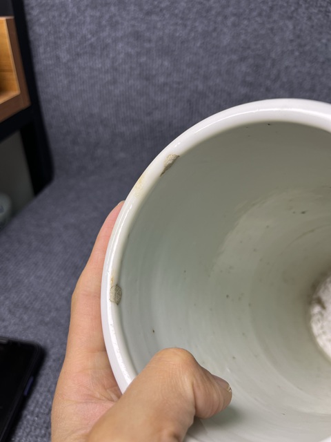 古玩陶瓷淺降彩山水人物故事紋帽筒真品鑒賞圖