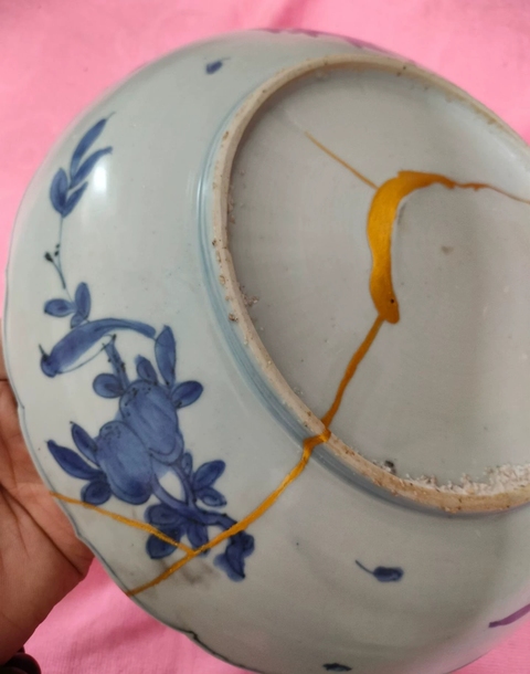 古玩陶瓷青花松鹿圖大盤真品鑒賞圖