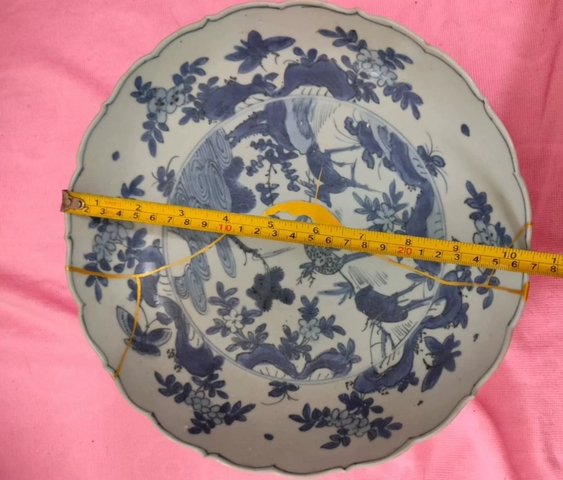 古玩陶瓷青花松鹿圖大盤真品鑒賞圖