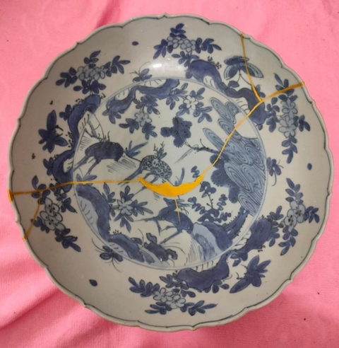 古玩陶瓷青花松鹿圖大盤真品鑒賞圖