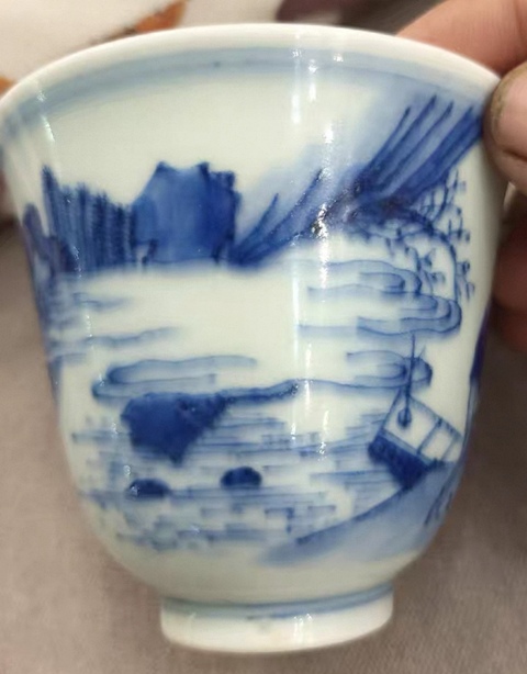 古玩陶瓷人物紋青花杯真品鑒賞圖