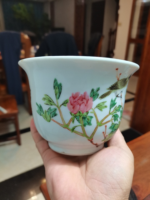 古玩陶瓷張子英款淺絳彩富貴白頭花盆真品鑒賞圖