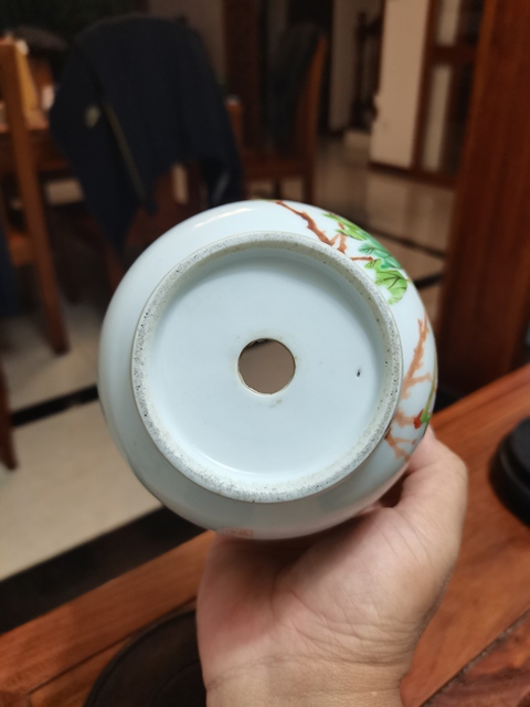 古玩陶瓷張子英款淺絳彩富貴白頭花盆真品鑒賞圖