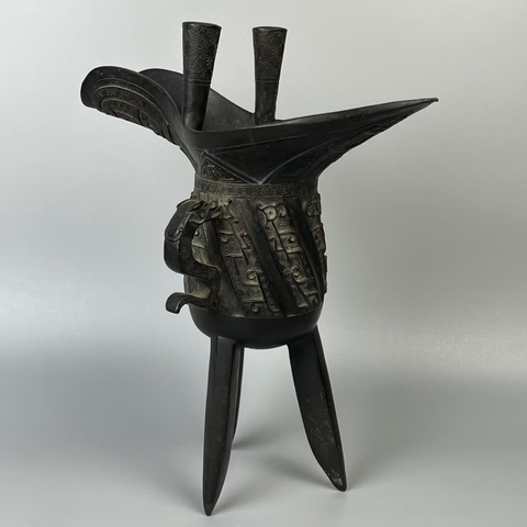 古玩銅器爵杯真品鑒賞圖