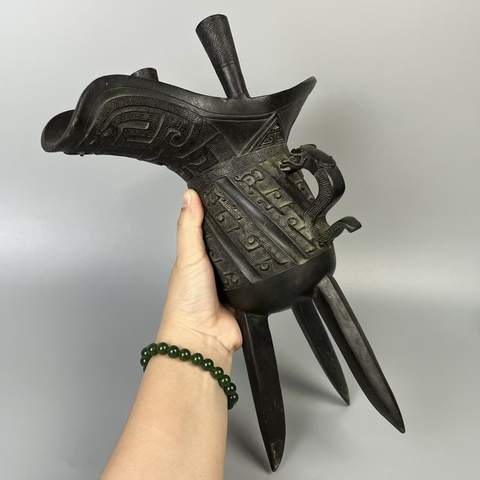 古玩銅器爵杯真品鑒賞圖