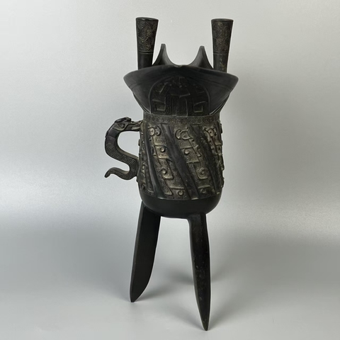 古玩銅器爵杯真品鑒賞圖