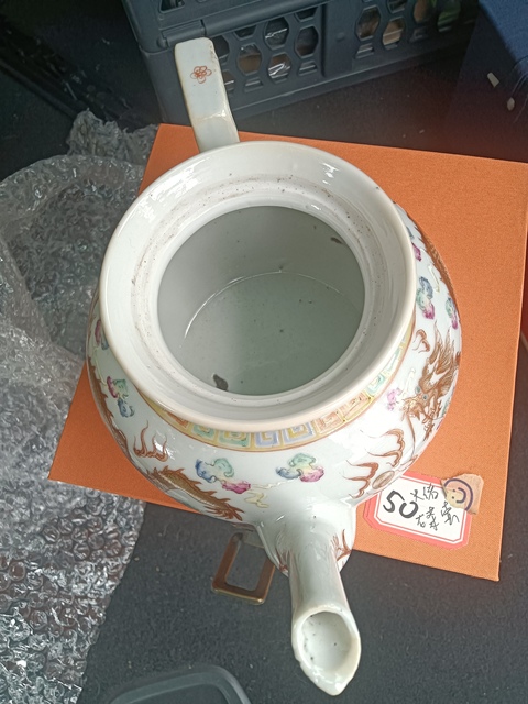 古玩陶瓷民國·粉彩龍紋壺 真品鑒賞圖