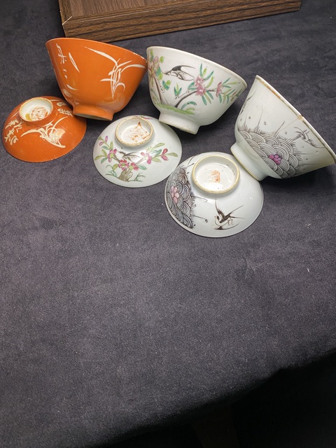 古玩陶瓷(清理庫存騰地方)一組6件清代蓋杯一組拍賣,當前價格199元