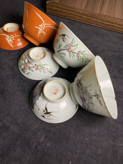 古玩陶瓷(清理庫存騰地方)一組6件清代蓋杯一組拍賣,當前價格199元