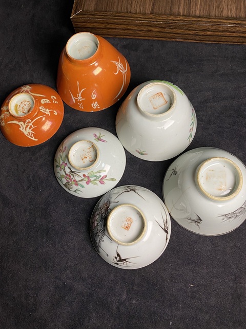 古玩陶瓷(清理庫存騰地方)一組6件清代蓋杯一組拍賣,當前價格199元