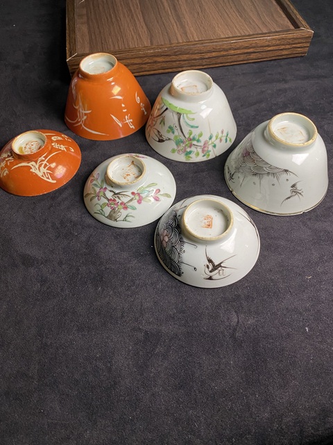 古玩陶瓷(清理庫存騰地方)一組6件清代蓋杯一組拍賣,當前價格199元