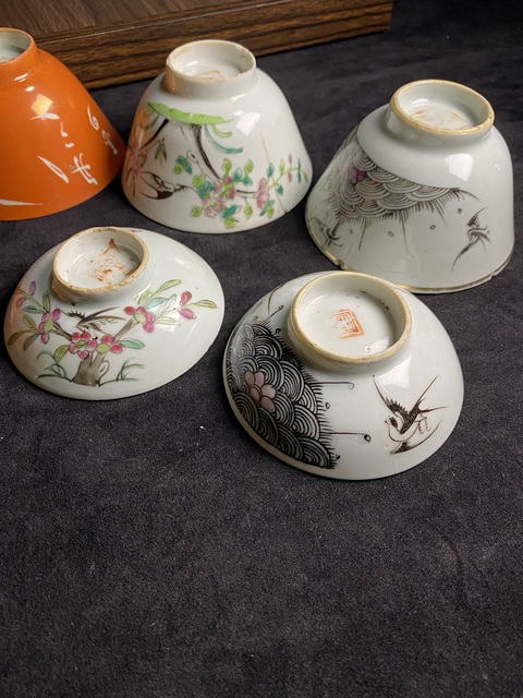 古玩陶瓷(清理庫存騰地方)一組6件清代蓋杯一組拍賣,當前價格199元