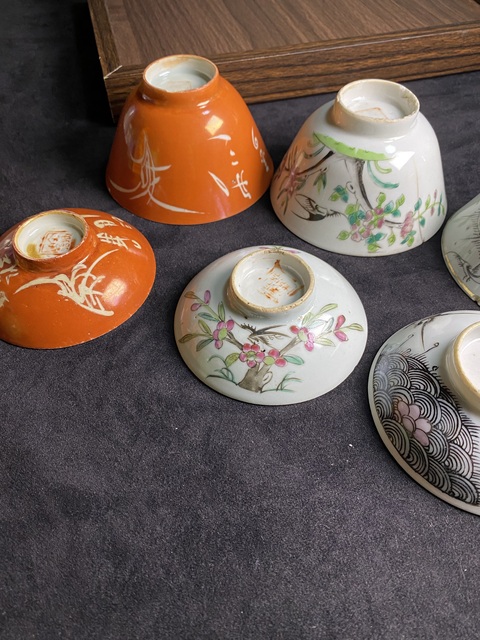 古玩陶瓷(清理庫存騰地方)一組6件清代蓋杯一組拍賣,當前價格199元