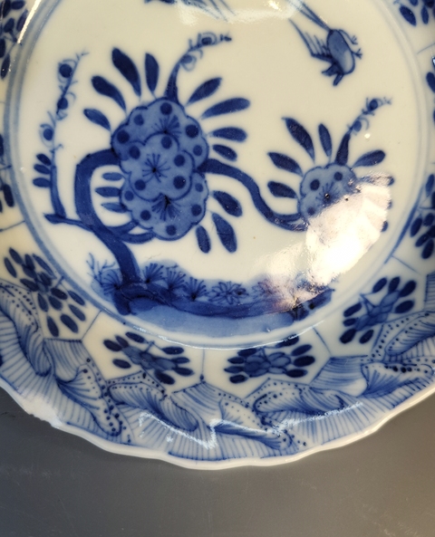 古玩陶瓷清康熙-青花花鳥紋盤拍賣，當前價格999元