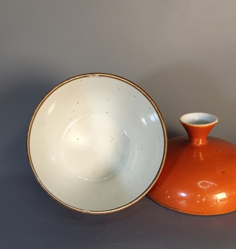 古玩陶瓷清末民初-**紅描金花卉紋蓋缸拍賣，當前價格999元