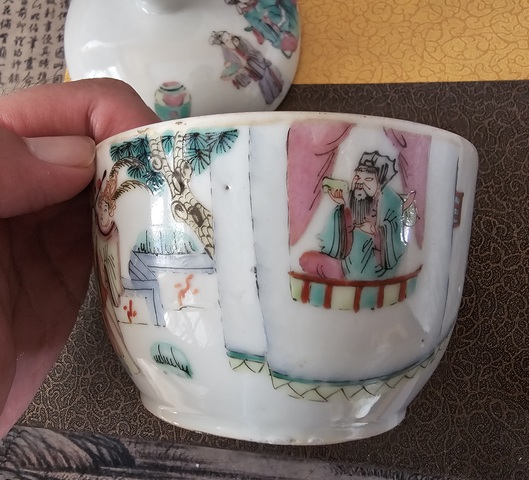 古玩陶瓷同治粉彩蓋缸真品鑒賞圖