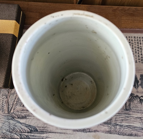 古玩陶瓷樵漁耕讀新粉彩玉璧底帽筒真品鑒賞圖