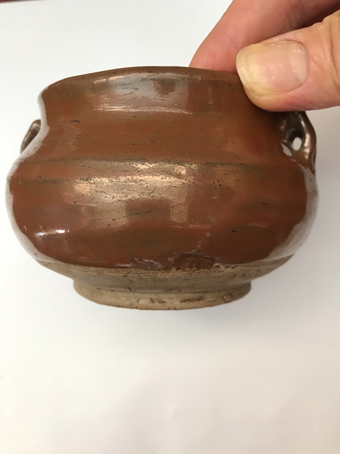 古玩陶瓷磁州窯紫金釉四系罐真品鑒賞圖