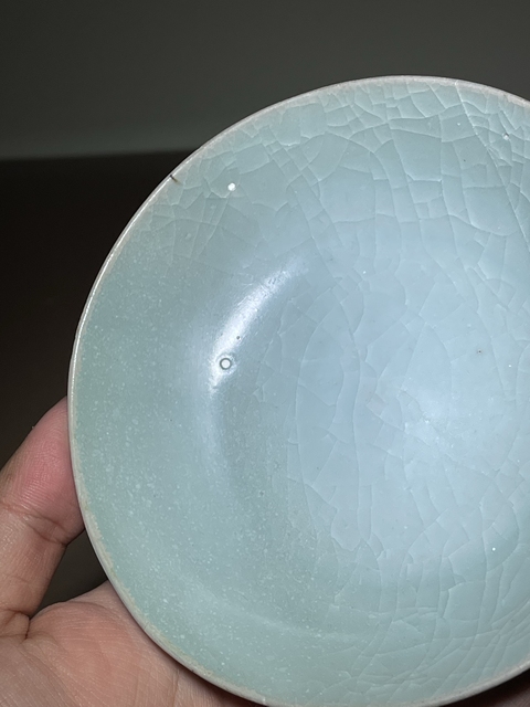 古玩陶瓷龍泉仿官青瓷粉青釉刻仰蓮紋洗真品鑒賞圖