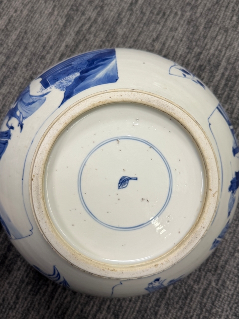 古玩陶瓷青花人物故事紋四系粥罐真品鑒賞圖