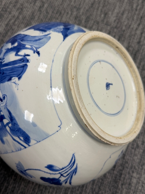 古玩陶瓷青花人物故事紋四系粥罐真品鑒賞圖