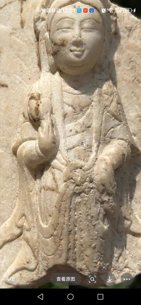 古玩雜項白石菩薩像真品鑒賞圖