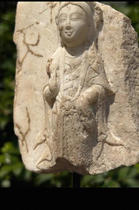 古玩雜項白石菩薩像真品鑒賞圖