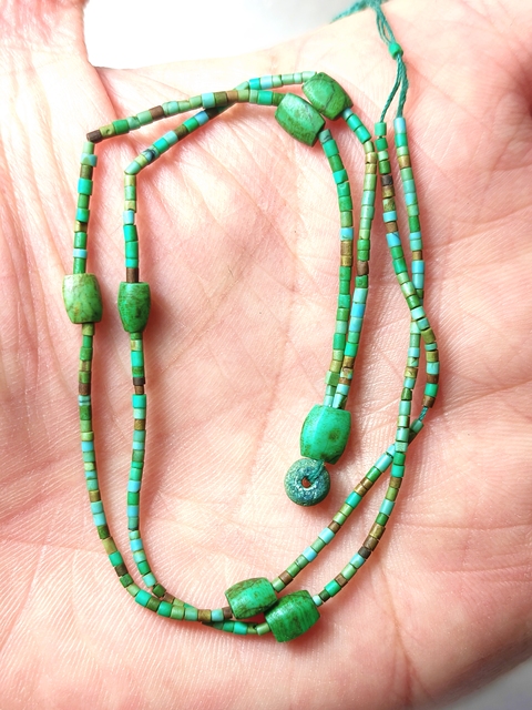 古玩玉器漢  代 綠松石珠串拍賣，當前價格398元