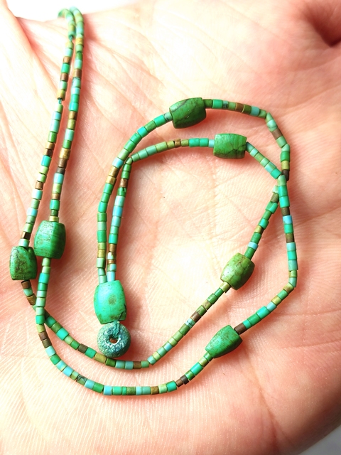 古玩玉器漢  代 綠松石珠串拍賣，當前價格398元