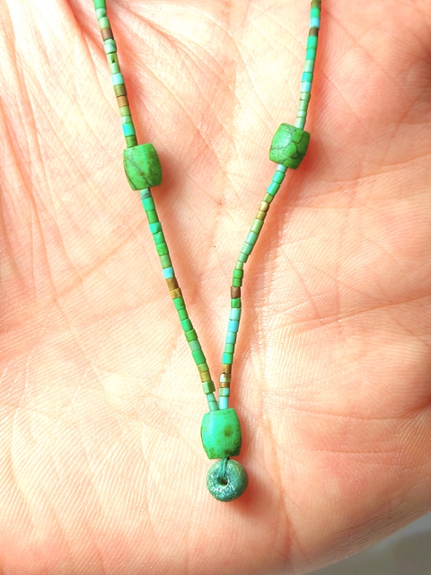 古玩玉器漢  代 綠松石珠串拍賣，當前價格398元