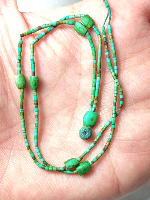 古玩玉器漢  代 綠松石珠串拍賣，當前價格398元