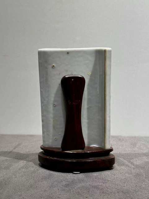 古玩陶瓷粉彩山水卷書壁擱真品鑒賞圖