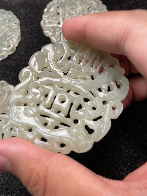 古玩玉器岫玉雕“提籃佩”真品鑒賞圖