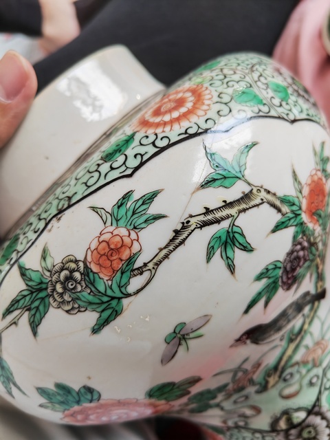 古玩陶瓷花鳥紋五彩將軍罐真品鑒賞圖