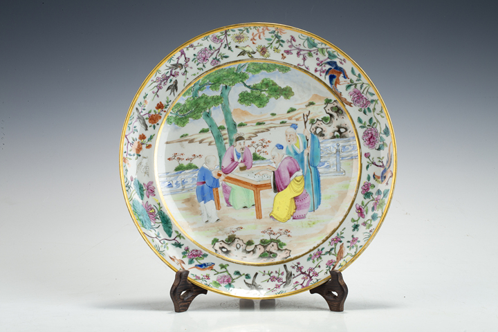 古玩陶瓷清中晚·廣彩人物故事紋折腰盤拍賣,當前價格3699元