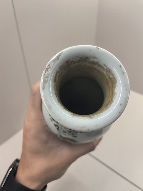 古玩陶瓷粉彩人物橄欖瓶真品鑒賞圖