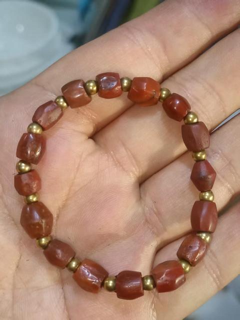 古玩玉器戰漢天然紅瑪瑙珠串拍賣，當前價格1800元