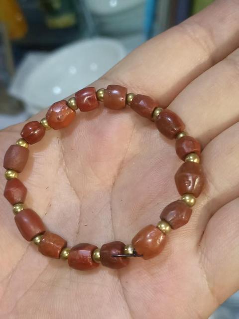 古玩玉器戰漢天然紅瑪瑙珠串拍賣，當前價格1800元