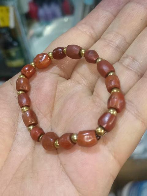 古玩玉器戰漢天然紅瑪瑙珠串拍賣，當前價格1800元