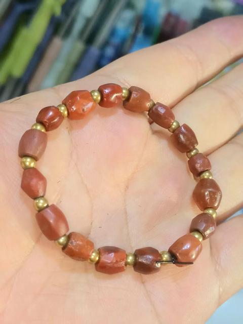 古玩玉器戰漢天然紅瑪瑙珠串拍賣，當前價格1800元