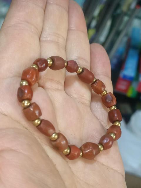 古玩玉器戰漢天然紅瑪瑙珠串拍賣，當前價格1800元