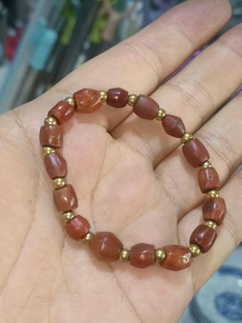 古玩玉器戰漢天然紅瑪瑙珠串拍賣，當前價格1800元