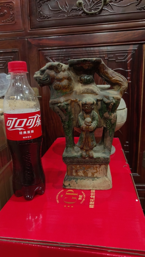 古玩陶瓷元明琉璃彩獅形油燈真品鑒賞圖