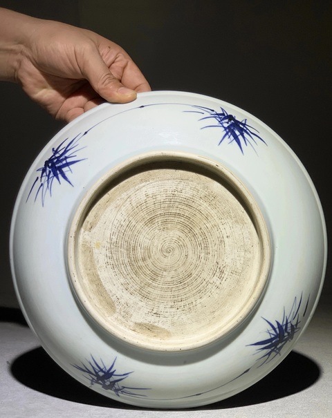 古玩陶瓷福祿壽青花盤真品鑒賞圖