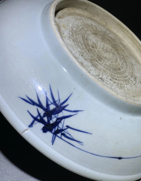 古玩陶瓷福祿壽青花盤真品鑒賞圖