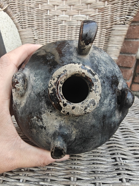 古玩陶瓷磁州窯黑釉茶壺拍賣，當前價格588元