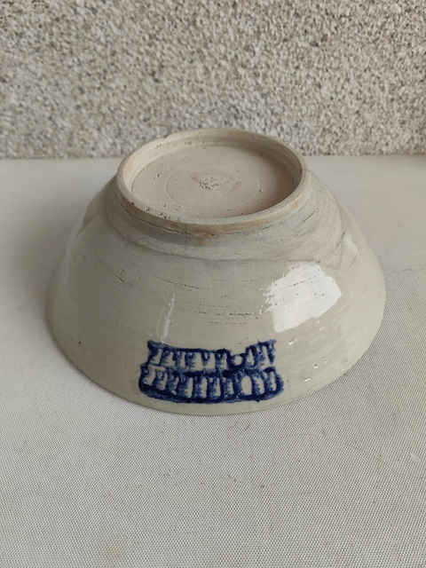 古玩陶瓷澀圈圈足疊燒工藝青花碗拍賣，當前價格398元