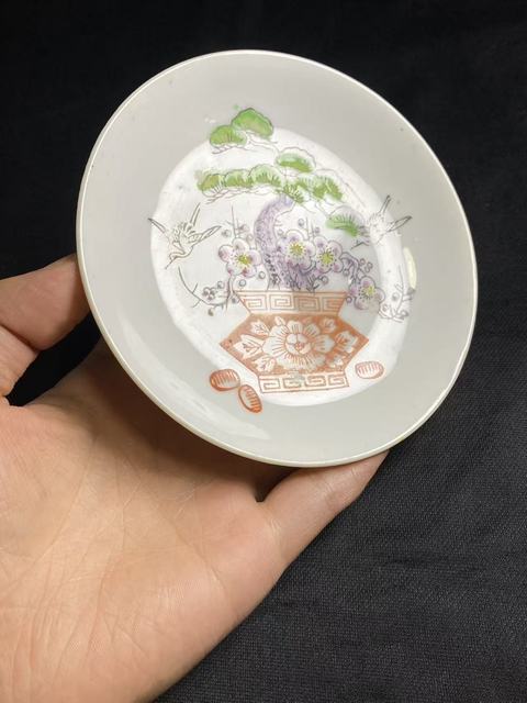 古玩陶瓷民國粉彩花卉紋盤拍賣,當前價格760元